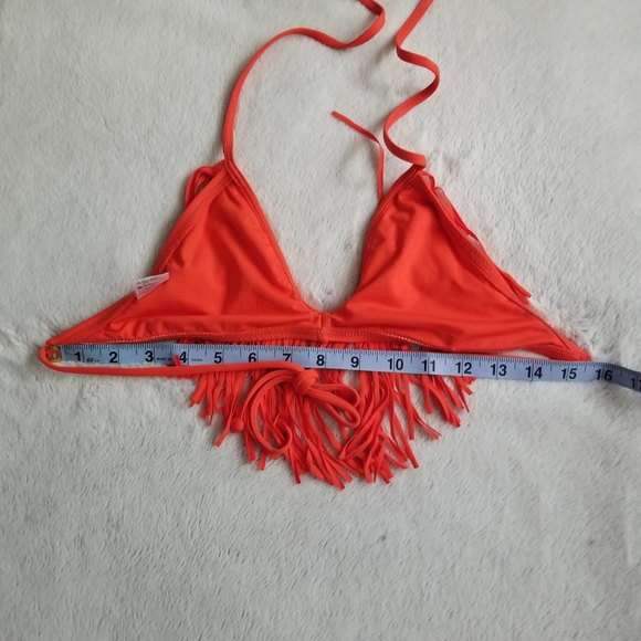 L*SPACE Sensual Solids Audrey Straight Fringe Bikini Top Size S - Paprika - Picture 6 of 6